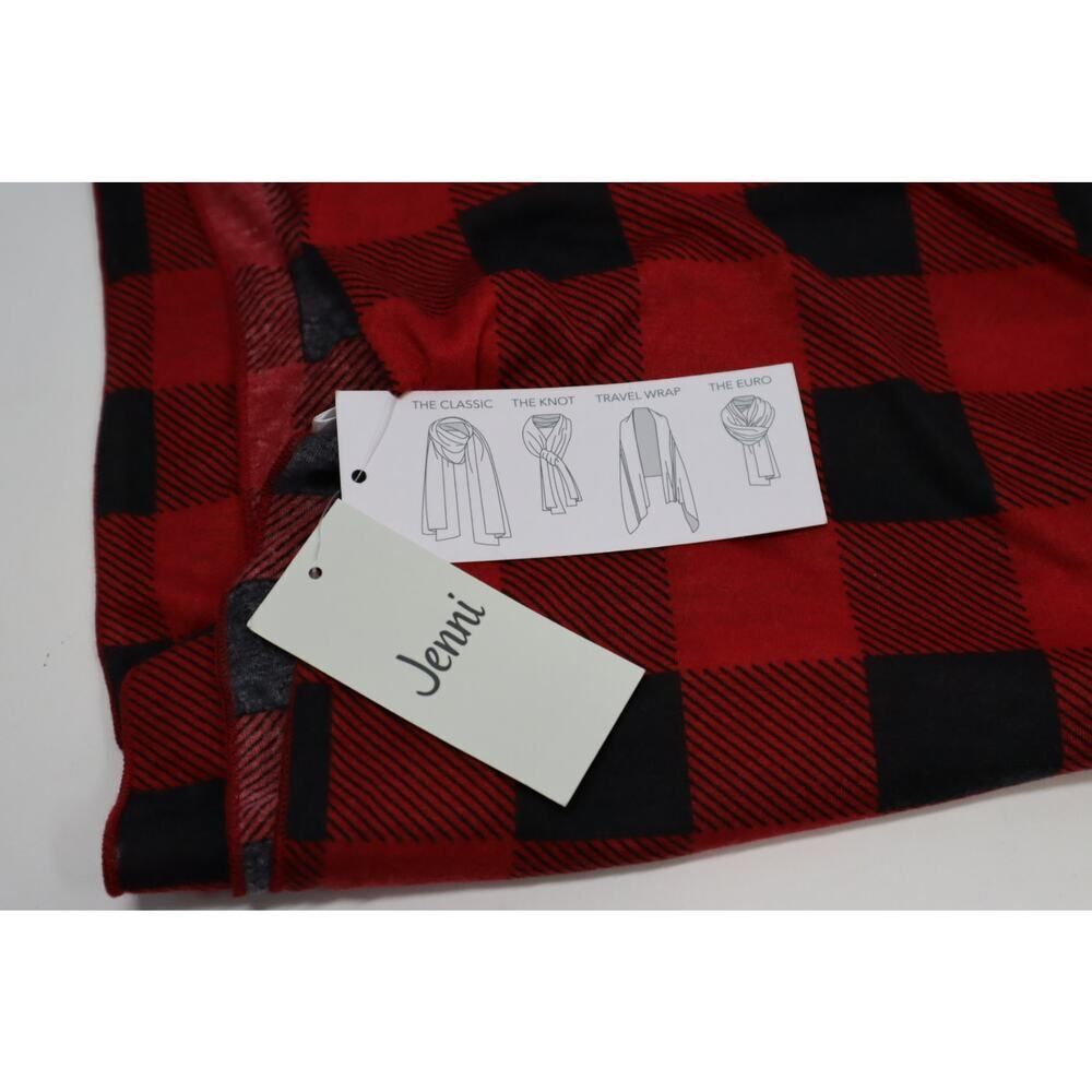 Jenni Red and Black Plaid Multi Use Wrap Scarf One Size - Picture 4 of 5